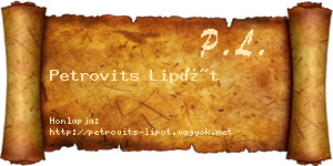 Petrovits Lipót névjegykártya